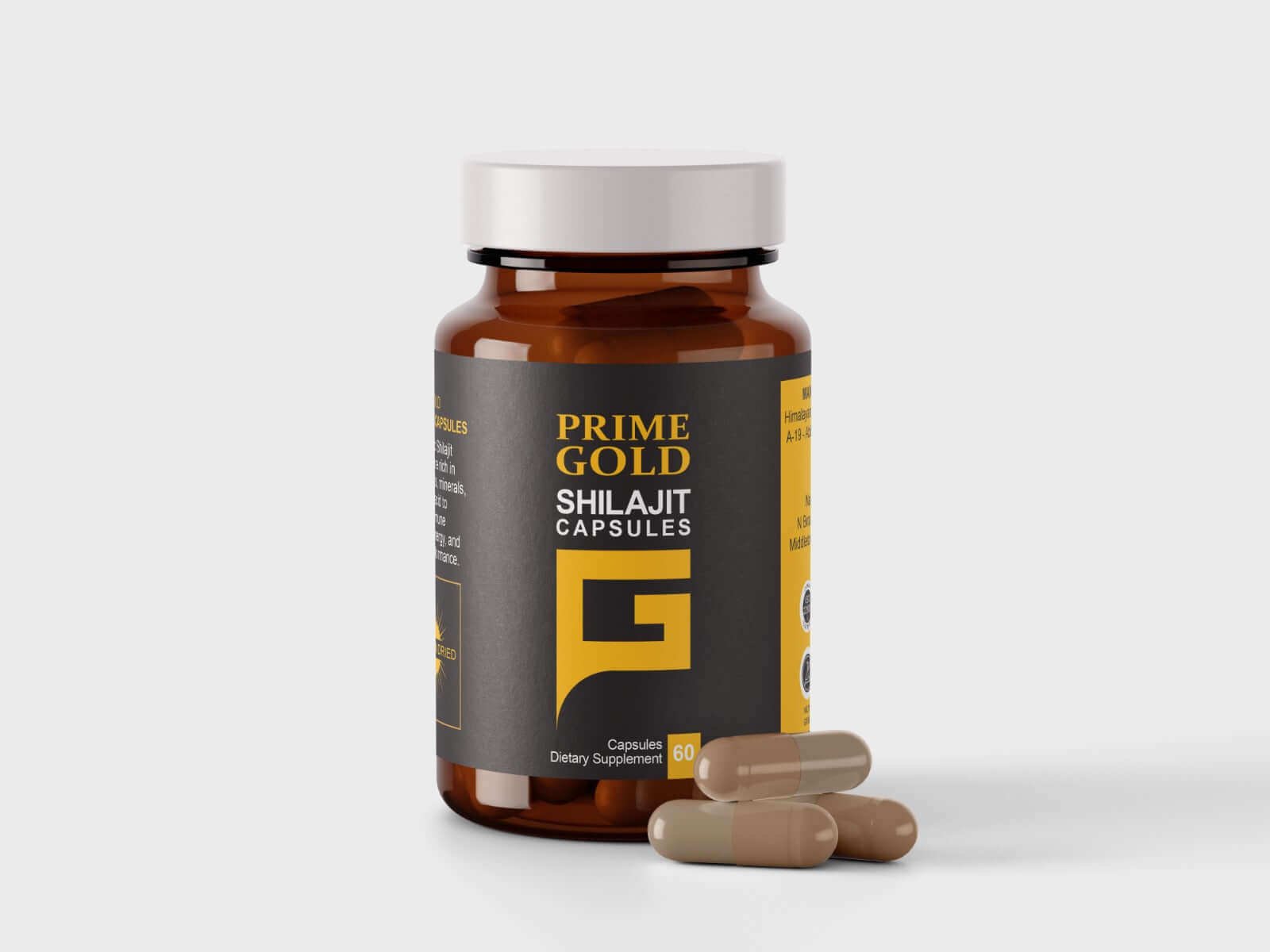 Prime Gold Shilajit Capsules front view